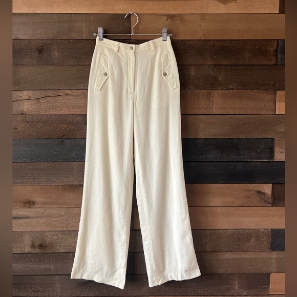 Vintage Ralph Lauren Petite High-Waisted Wool Blend Cream Pants - Picture 13 of 16
